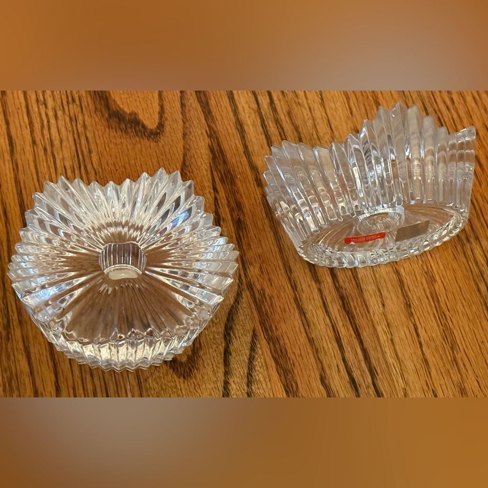 Vintage NEW Mikasa Motion Tapers Candleholders Set of 2  Clear Candle Holder